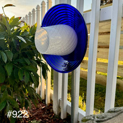 Cobalt Blue/White Glass Garden Flower (#922)