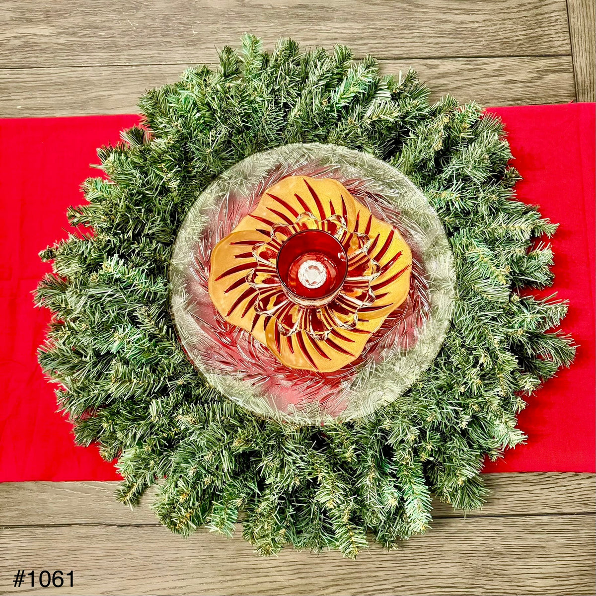 Gold/Red Swirl Christmas Centerpiece (#1061)