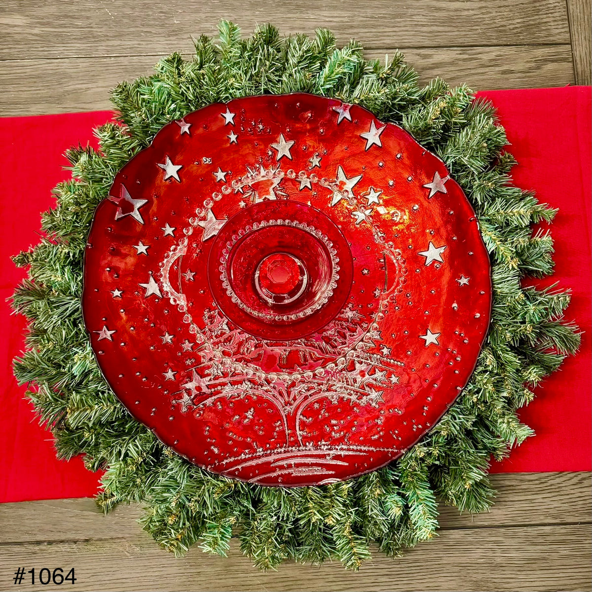 Red/Silver Christmas Tree Centerpiece (#1064)
