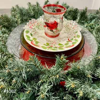 Holly and Berries Glass Garden Flower/Centerpiece (#1062)