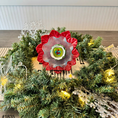 Red Poinsettia Glass Garden Flower (#1835)