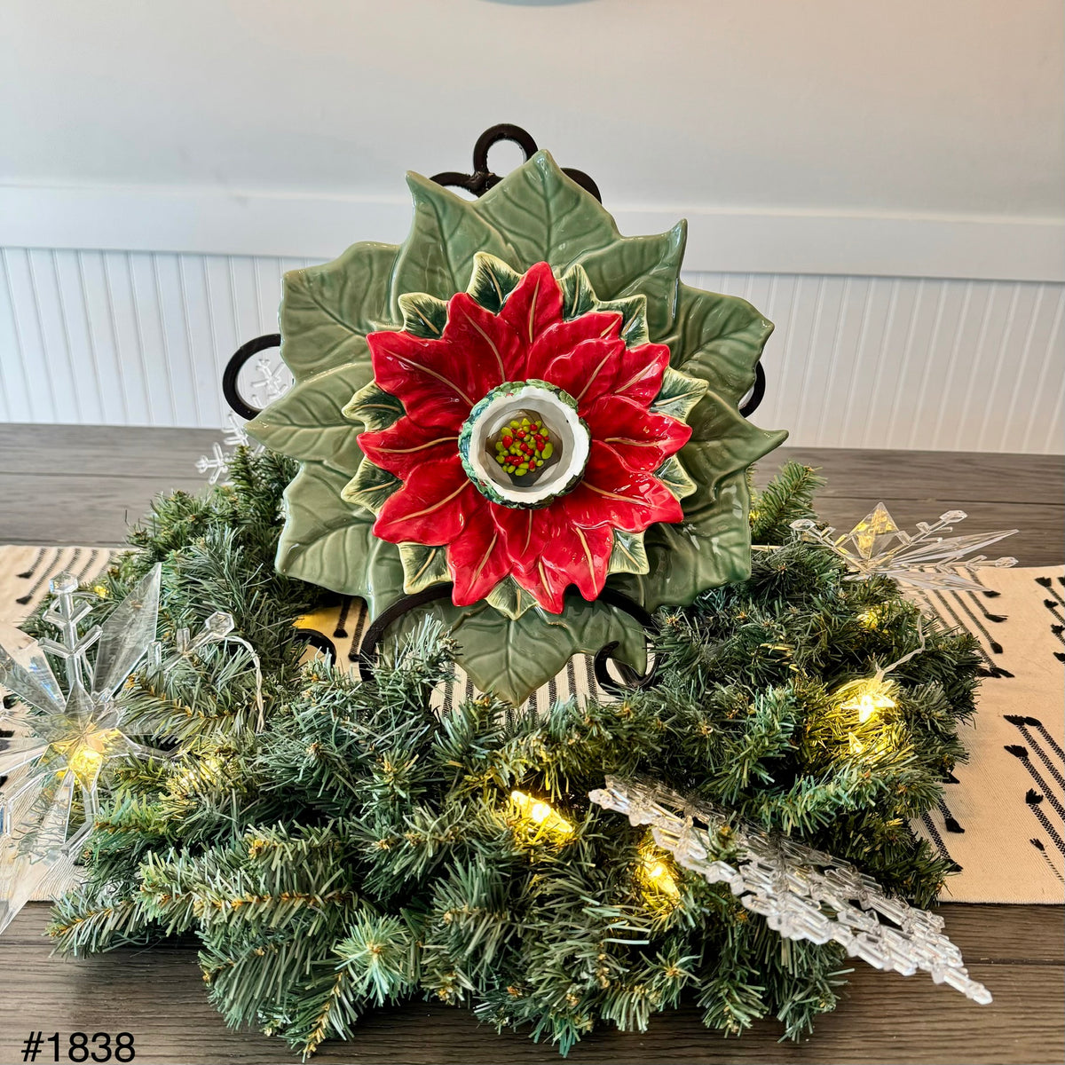 Double Poinsettia Glass Garden Flower (#1838)