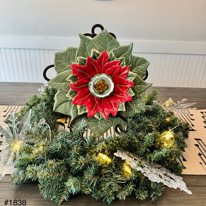 Double Poinsettia Glass Garden Flower (#1838)