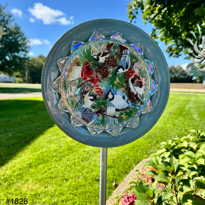 Winter Bird Scene Glass Garden Flower (#1828)