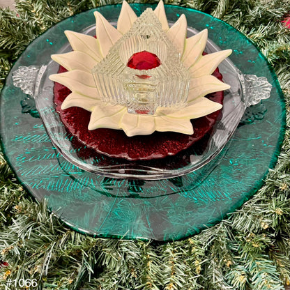Green/Red/White Poinsettia Christmas Centerpiece (#1066)