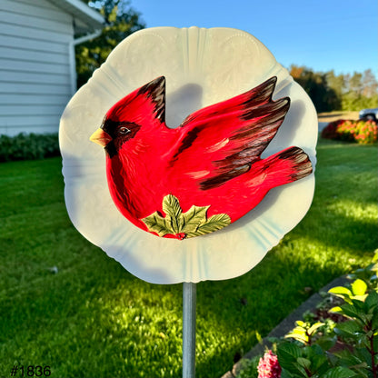 Cardinal Glass Garden Flower (#1836)