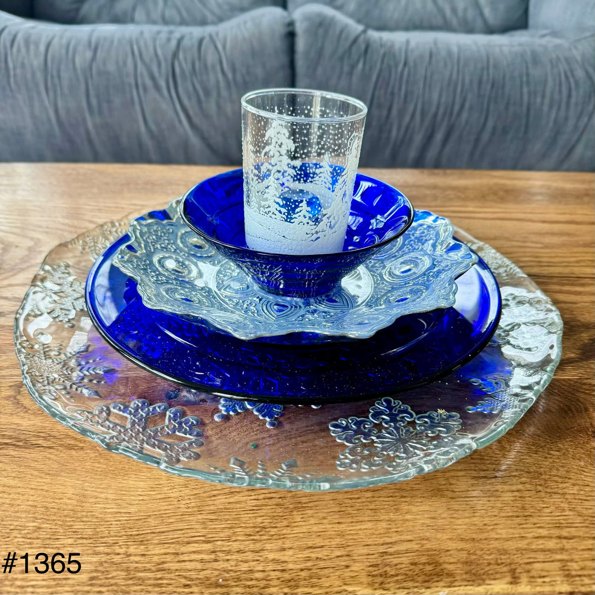 Blue and Silver Holiday Centerpiece (#1365)