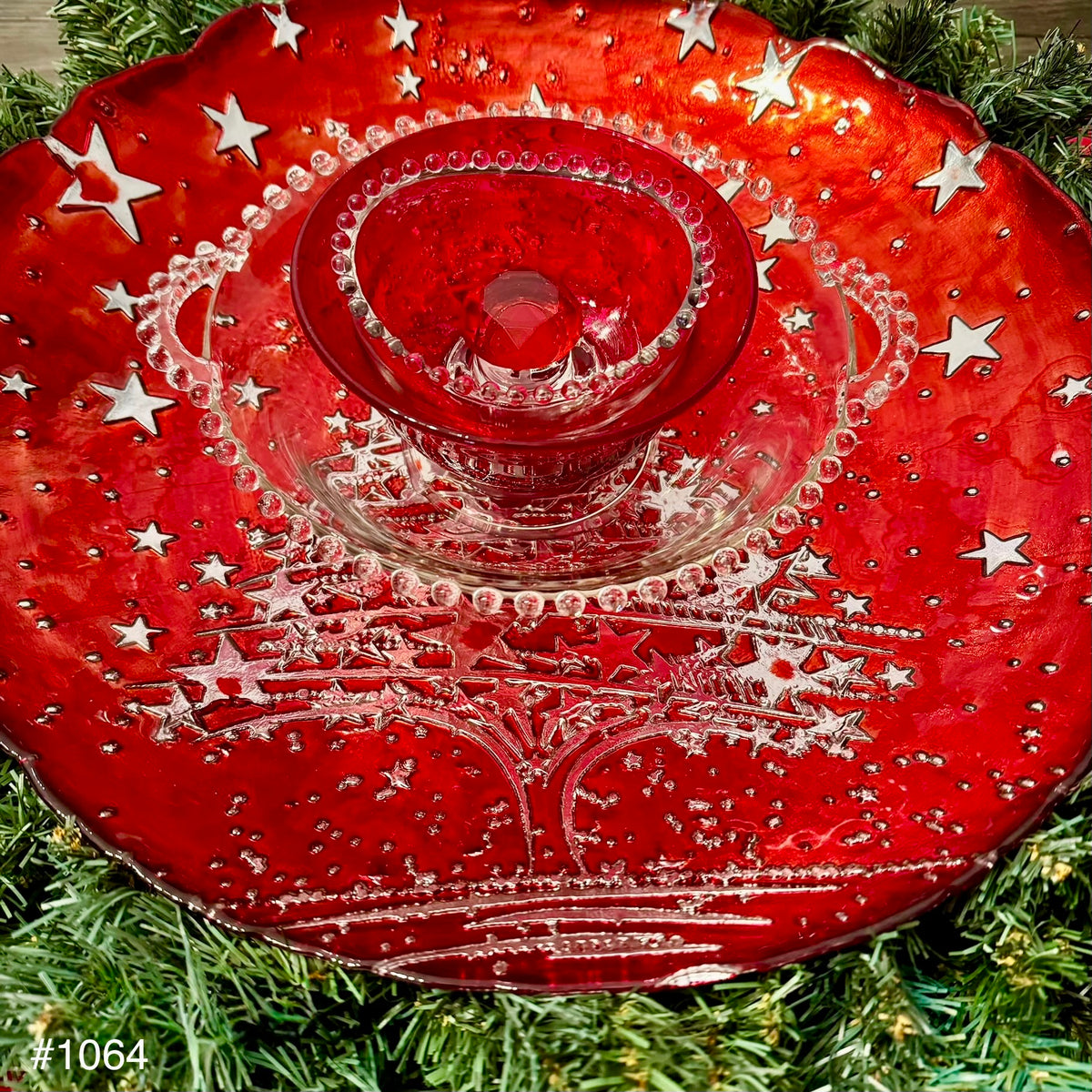 Red/Silver Christmas Tree Centerpiece (#1064)