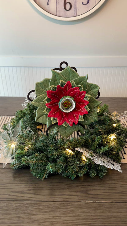 Double Poinsettia Glass Garden Flower (#1838)