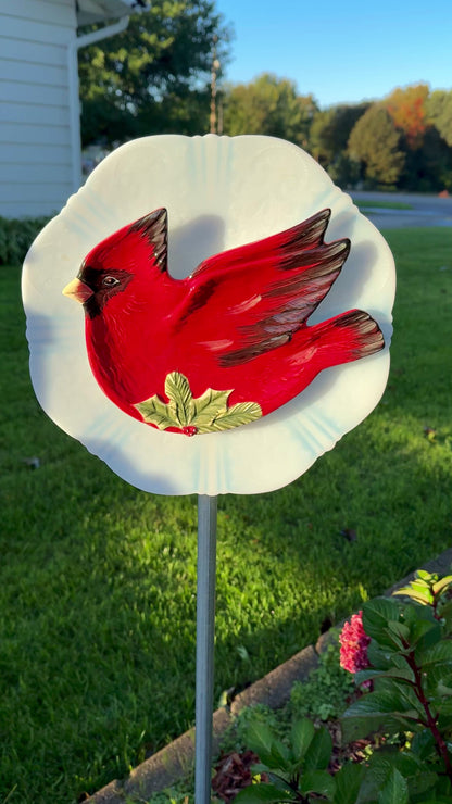 Cardinal Glass Garden Flower (#1836)
